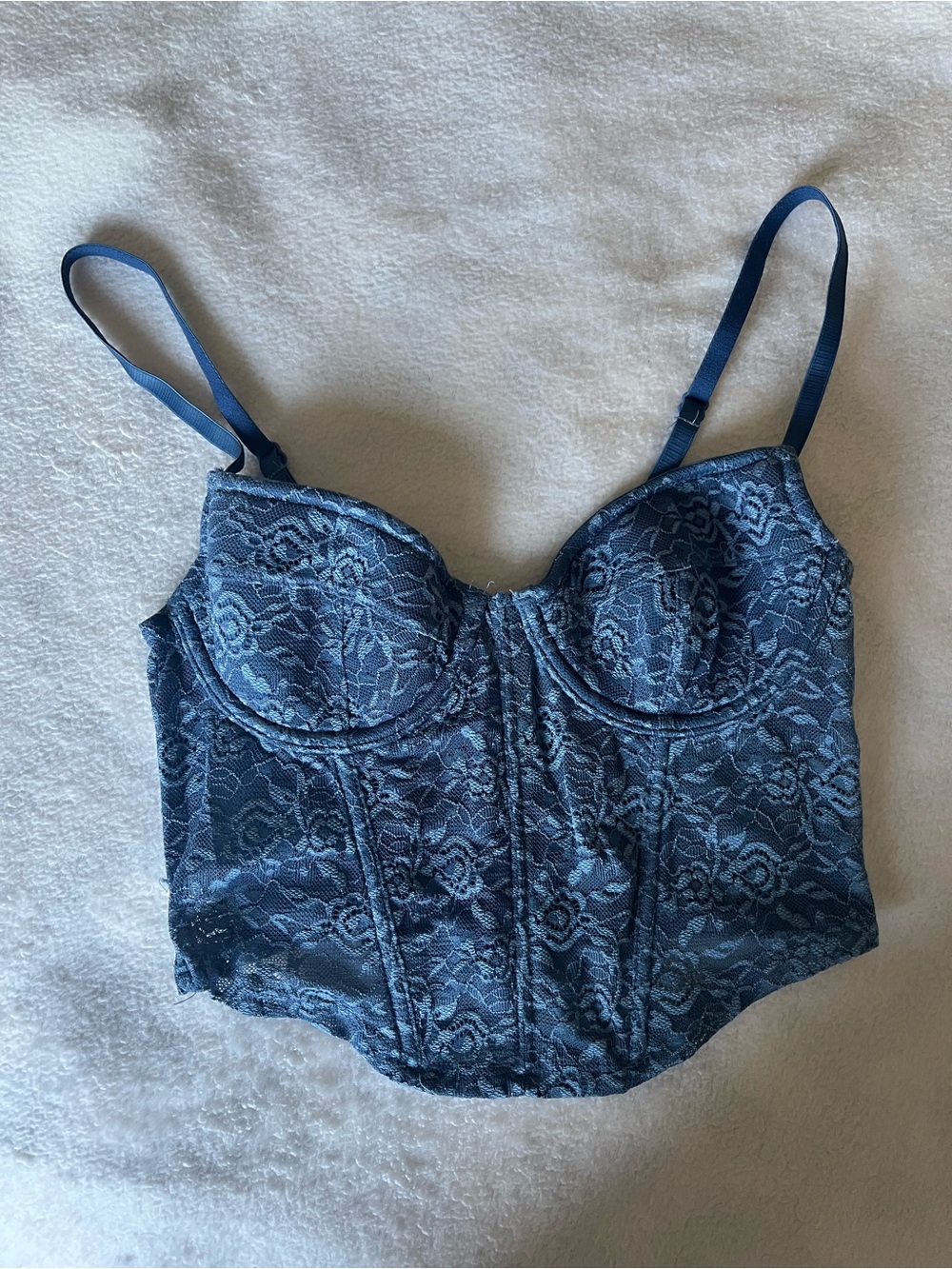 Lace Corset Top in Navy Blue
